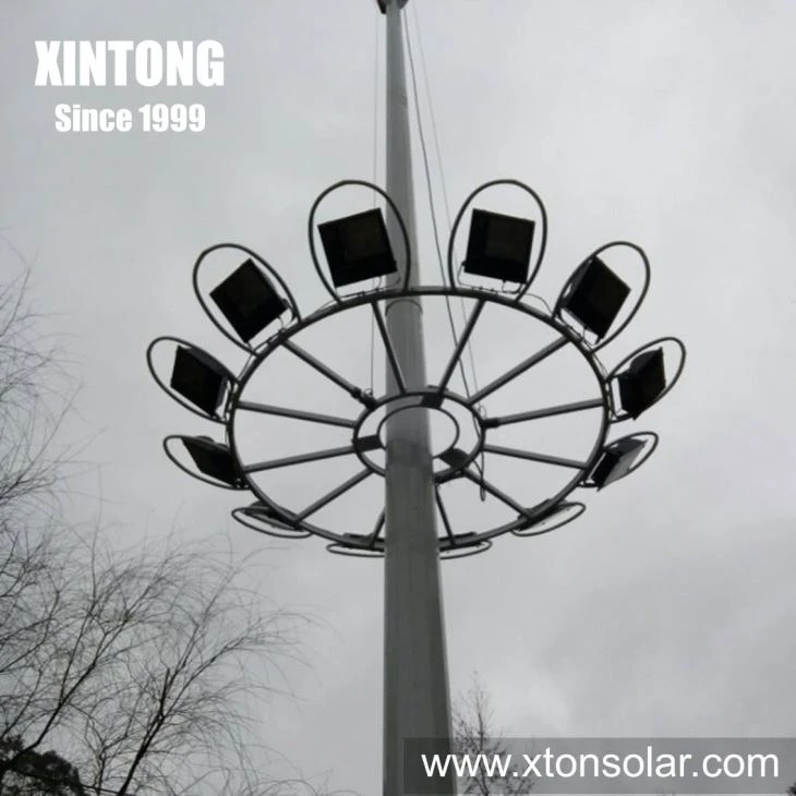 Golau Mast Uchel 15m LED Ar gyfer Goleuadau Maes Awyr Sgwâr Stadiwm Awyr Agored Gyda System Codi